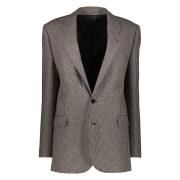 Houndstooth Blazer Revers Kraag Zakken Celine , Multicolor , Dames