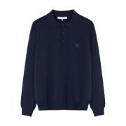 Bold Fox Head Patch Polo Sweaters Maison Kitsuné , Blue , Heren