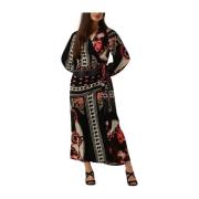 Maxi Jurk Sjaal Print Summum Woman , Multicolor , Dames