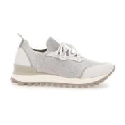 Grijze Stof- en Leren Sneakers Eleventy , Gray , Heren