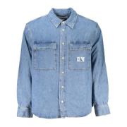 Blauw Denim Overhemd met Lange Mouwen Calvin Klein , Blue , Heren