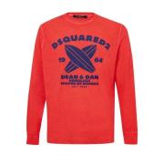 Rode Katoenen Tee Klassieke Crew Neck Dsquared2 , Red , Heren