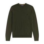 Heren Crewneck Sweater K9601 Geribbeld Fred Perry , Green , Heren