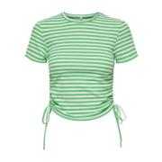 Gerimpeld korte mouw top Only , Green , Dames