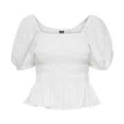 Smock Top Blouse Only , White , Dames