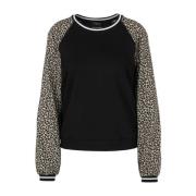 Gestreept Raglan Shirt in Materiaalmix Marc Cain , Black , Dames