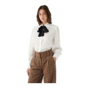 Jasmina Zijden Blouse met Kraag Dea Kudibal , White , Dames