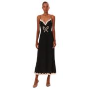 Stijlvolle Bow Slip Maxi Jurk Loveshackfancy , Black , Dames