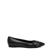 Zwarte Leren Slingback Ballerina Schoenen L'arianna , Black , Dames