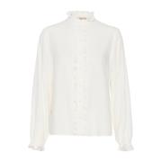 Frill Shirt met Puff Mouwen Snow White Cream , White , Dames