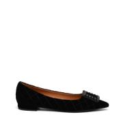 Zwarte Velvet Ballerina Schoenen Amaia Roberto Festa , Black , Dames