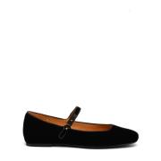 Zwarte Fluwelen Ballerina Schoenen Leren Zool Tod's , Black , Dames