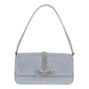 Denim Baguette Tas met Strass Self Portrait , Blue , Dames