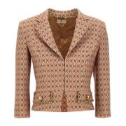 Dubbele Stretch Crêpe Jas, Rhombus Print Elisabetta Franchi , Brown , ...