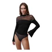 Flared Sleeve Zwarte Bodysuit Undress Code , Black , Dames