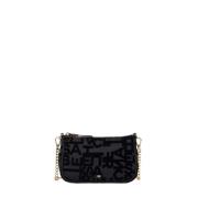 Zwarte Mini Clutch met Flocked Letters Elisabetta Franchi , Black , Da...