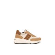 Amber-cream Sneakers van Suède en Leer Nerogiardini , Beige , Dames