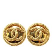 Pre-owned Metal earrings Chanel Vintage , Yellow , Dames