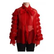 Rode Zijden Ruche Blouse Top Dolce & Gabbana , Red , Dames