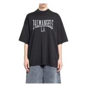 College Logo Loose Tee Zwart Grijs Palm Angels , Black , Dames