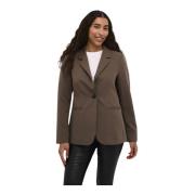 Bruine Blazer Jas Major Stijl Kaffe , Brown , Dames