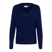 Blauwe Melange Trui met Pofmouwen Kaffe , Blue , Dames