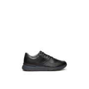 Zwarte leren vetersneakers Nerogiardini , Black , Heren