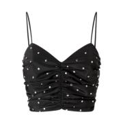 Gerimpelde Mouwloze Top met Studs Pinko , Black , Dames