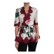 Bloemen Kant Korte Mouw Top Dolce & Gabbana , Multicolor , Dames