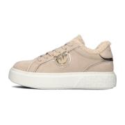 Yoko 1.0 Beige Suede Sneakers Pinko , Beige , Dames