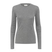 Grijze Melange Longsleeve T-shirt Kaffe , Gray , Dames