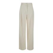 Witte Hoge Taille Broek Rechte Pijp Brunello Cucinelli , White , Dames