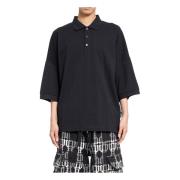 Zwarte College Polo Oversized Logo Print Palm Angels , Black , Heren