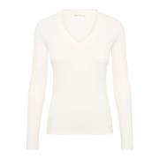 V-hals Lange Mouw Top Whisper White InWear , White , Dames