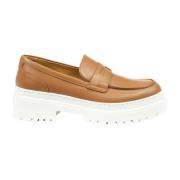 Chunky Loafer Sport Kalfsleer Lugzool Testoni , Beige , Dames