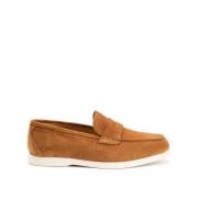 Casual Suede Boot Loafers Testoni , Orange , Dames