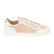 Gedrukte Canvas Suède Sneaker Testoni , Beige , Heren