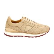 Gelaserde Nubuk Sneaker met Ortholite® Testoni , Beige , Heren