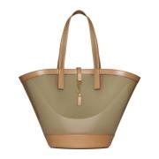 Gouden Patent Leren Panier Tas Saint Laurent , Beige , Dames