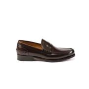 Handgeverfde Leren Loafer met Comfort Testoni , Brown , Heren