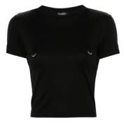 Zwart T-shirt Klassieke Stijl Mugler , Black , Dames