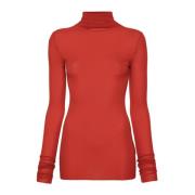 Rode Doorschijnende Top met Lange Mouwen Jil Sander , Red , Dames