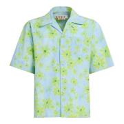 Poplin bowling shirt met parade print Marni , Multicolor , Heren