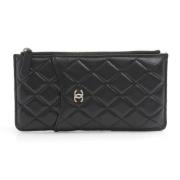 Pre-owned Leather wallets Chanel Vintage , Black , Dames