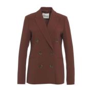 Bruine Double-breasted Blazer Elegante Stijl Ottod'Ame , Brown , Dames