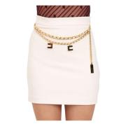 Korte Beige Rok met Ketting Riem Elisabetta Franchi , Pink , Dames