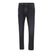 Zwarte Stretch Denim Slim Fit Jeans Incotex , Black , Heren