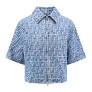 Katoen Linnen FF Motief Shirt Fendi , Blue , Dames