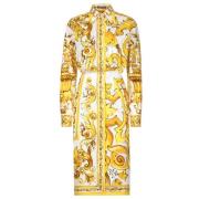 Majolica Print Katoenen Overhemdjurk Dolce & Gabbana , Yellow , Dames