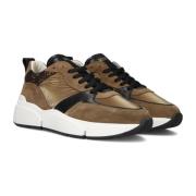 Bronzen Nylon Sneakers met Suède en Leren Panelen Notre-v , Multicolor...